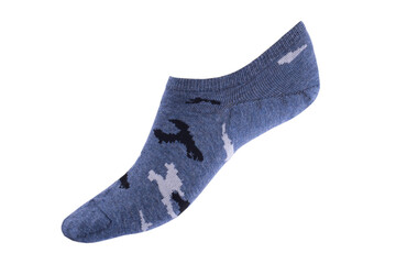 Men's socks on the foot on a white background isolated