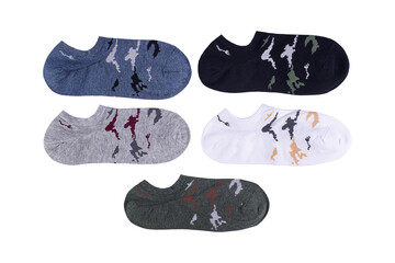 Men's socks in the layout on a white background isolated