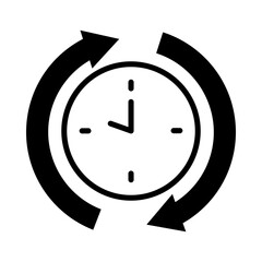 clock with sync arrows around, silhouette style