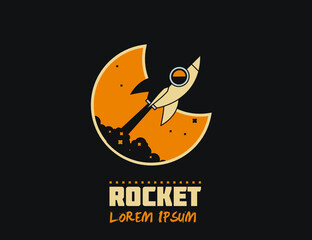 Startup - flat design. Rocket launch and smoke. Startup project concept. Vector illustration. EPS10