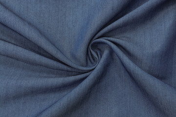 Fototapeta na wymiar blue fabric texture. Blue polyester fabric, background, drapery top view