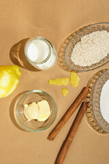 ingredients for preparing rice pudding