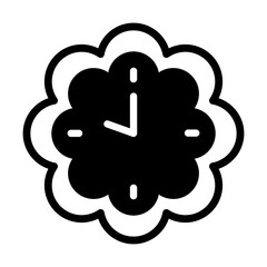 clock in flower shape icon, silhouette style