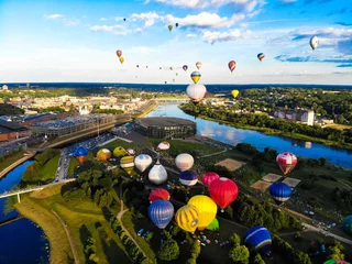Deurstickers Hot air balloons festival in Kaunas, Lithuania © Audrius