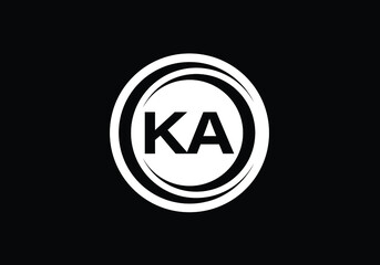 Initial Monogram Letter K A Logo Design Vector Template. K A Letter Logo Design