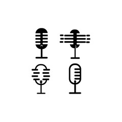 Collection of microphone icon vector isolated on black background