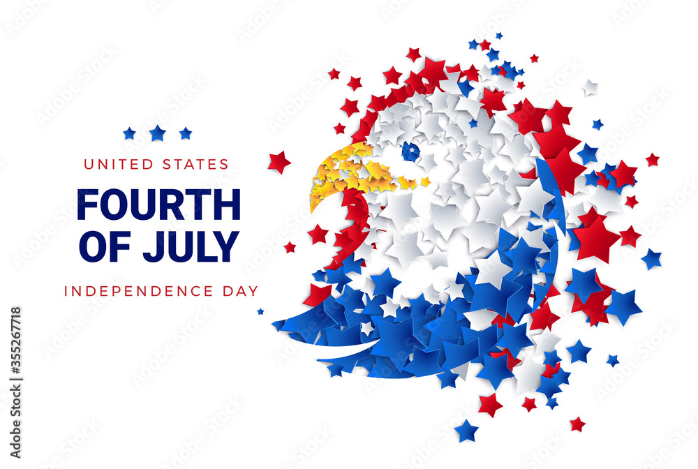 Wall mural fourth of july background - american eagle made of stars for usa independence day party - 4th of jul