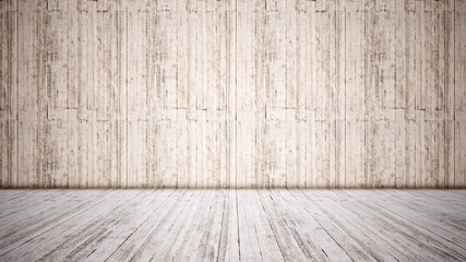 Concept or conceptual solid and rough beige background of concrete floor and wall as a vintage pattern layout. A 3d illustration metaphor for minimalism, time and material