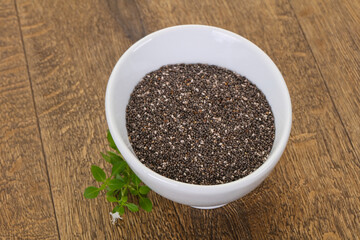 Dietary Chia seeds in the bowl