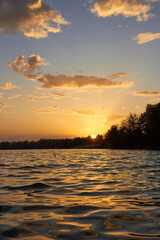 Beautiful sunset over the Danube river