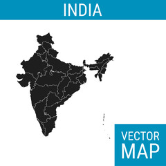 Fototapeta na wymiar India vector map with title