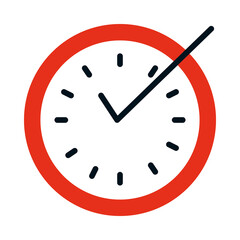 check mark on clock icon, half line half color style
