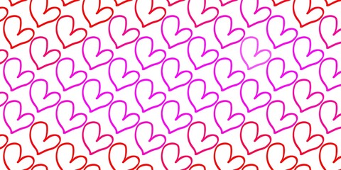 Light Pink vector template with doodle hearts.