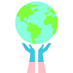 Illustration of surgical arms holding a world over their hands.