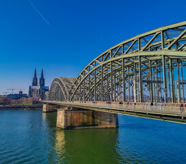 View to Cologne cathedral from another side of Rhine