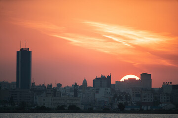 Naklejka premium Sunset in Tunis, capital of tunisia