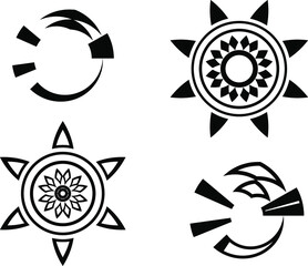 Decorative vector elements black and white. Mandalas. Oriental elements set.