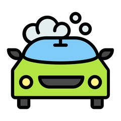 Automobile with Bubble Sud Concept, Car cleaning and sanitizing Vector Icon Design, Carwash & Detail Center equipment on white background, Soapy Vehicle Symbol, Lorry Shampoo Symbol  