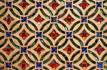 seamless pattern with geometric shapes. Multicolour ornamental background. Texture for design work.