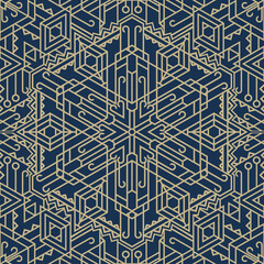 Seamless pattern in art deco style. Luxury gold background vector. Art deco mandala royal pattern seamless. Hand drawn oriental ornamental ethnic lace background