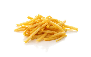 pile of french fries on a white background