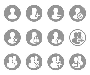 Users set flat simple solid color icon isolated on white background. Elements for interface software or application