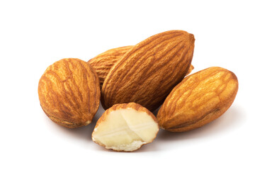 Almonds isolated on white background