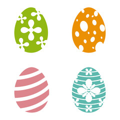 Easter eggs color set icons
