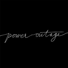 power outages hand-written text, calligraphic lettering, lettering. orange font on a black background, extinguished light bulbs.For banner, poster. vector