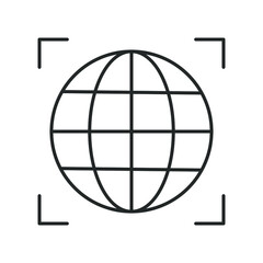 globe in the form of lines, scan, line icon