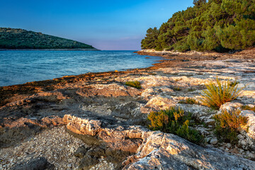 Early morning at a bay near a town of Banjole in Croatia
