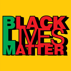 Vector poster design on Black Lives Matter in block shadow effect on an isolated yellow background
