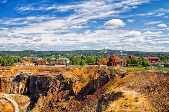 Mining Area of the Great Copper Mountain in Falun, Sweden - UNESCO World Heritage Site. The are an outstanding example of a technological ensemble with a historical industrial landscape.
