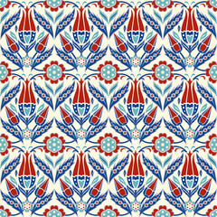 Seamless turkish colorful pattern. Eastern floral  pattern can be used for ceramic tile, wallpaper, linoleum, textile, web page background. - 355280188