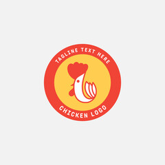 Chicken logo, Fried chicken restaurant, Rooster mascot, chicken farm and egg vector illustration.