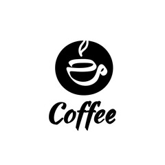 Vector illustration logo coffee with an abstract cup, black and white