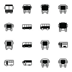 Bus icon set. Simple minibus solid line icons sign, vector illustration.