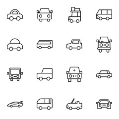Car, vehicle, transportation icon set. Simple cars, van, bus  icon sign concept. vector illustration. 