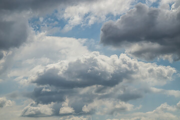 Blurred dramatic dark clouds before storm and rainy.