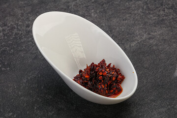 Fried chili pepper sauce with oil