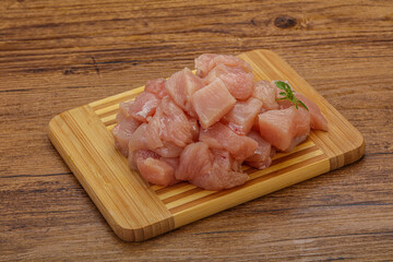 Raw diced chicken for cooking