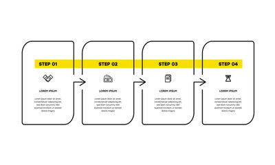 Infographic. Vector Infographic design template with icons and 4 numbers options or steps. Can be used for process diagram, presentations, workflow layout, banner, flow chart, info graph.