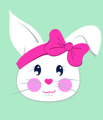 happy easter rabbit. cute white rabbit with bow