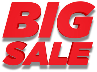 Isolated 3d render of red big sale typography