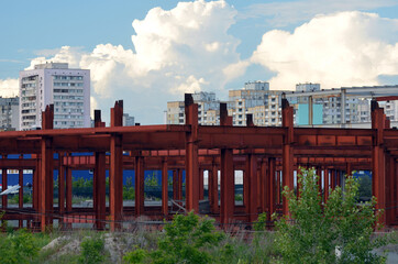 Abandoned construction site of commercial center in Kiev.