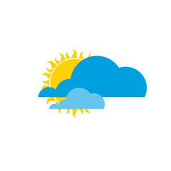 cloud and sun. weather sunshine summer illustration.Stock vector illustration isolated on white background.