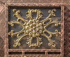 details of structure and ornaments of wrought iron fence and gate