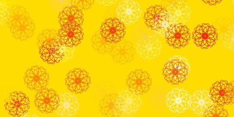 Light Orange vector doodle texture with flowers.