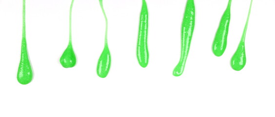 drops of dripping slime on a white background