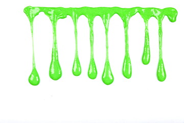 drops of dripping slime on a white background